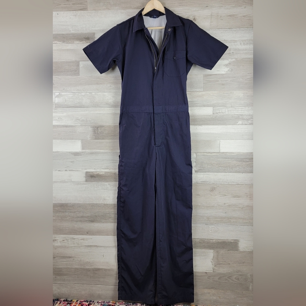 Lands End Navy Short Sleeve Unlined Cover Alls Women's Size XXS - Picture 2 of 16
